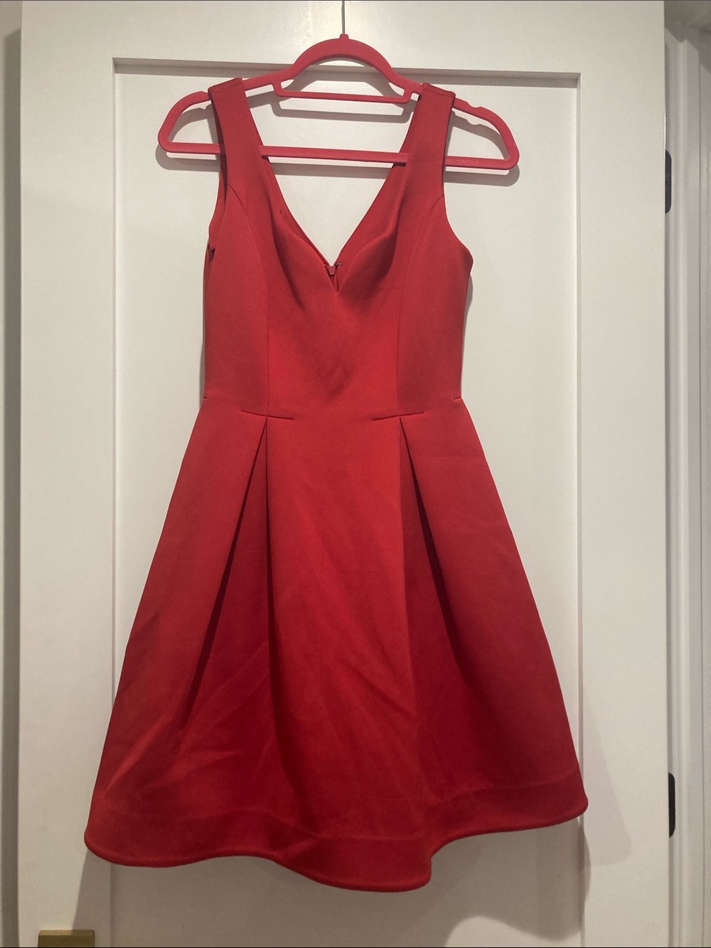 Slate & Willow Red Sleeveless V-Neck Fit-and-Flare Mini Dress